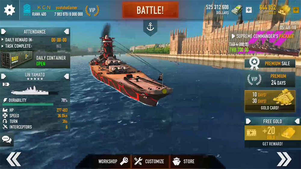 Battle of Warships: Naval Blitz MOD APK - Gameplay Screenshot